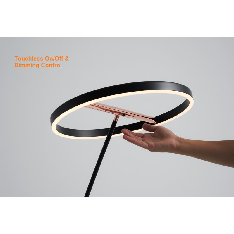 Adjustable Arc Black LED Arched Floor Lamp with Dimmer