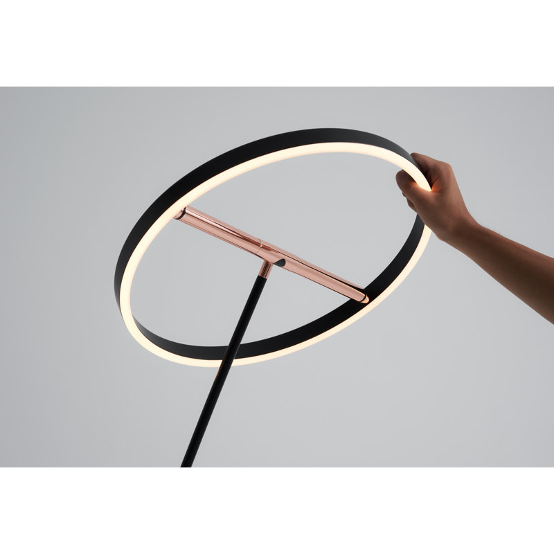 Adjustable Arc Black LED Arched Floor Lamp with Dimmer