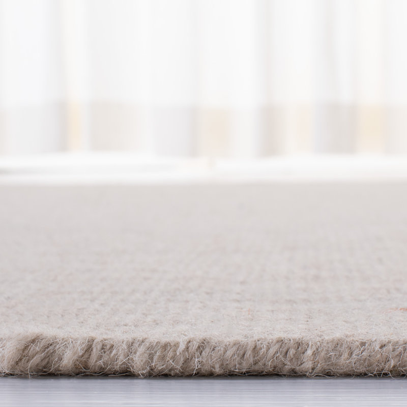 Beige Hand-Knotted Wool Runner Rug with Tassels, 2'3" x 8'