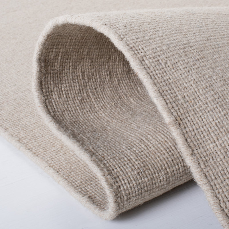 Beige Hand-Knotted Wool Runner Rug with Tassels, 2'3" x 8'