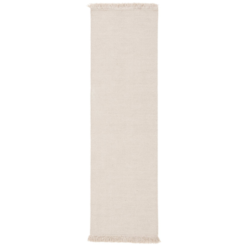 Beige Hand-Knotted Wool Runner Rug 2'3" x 8'