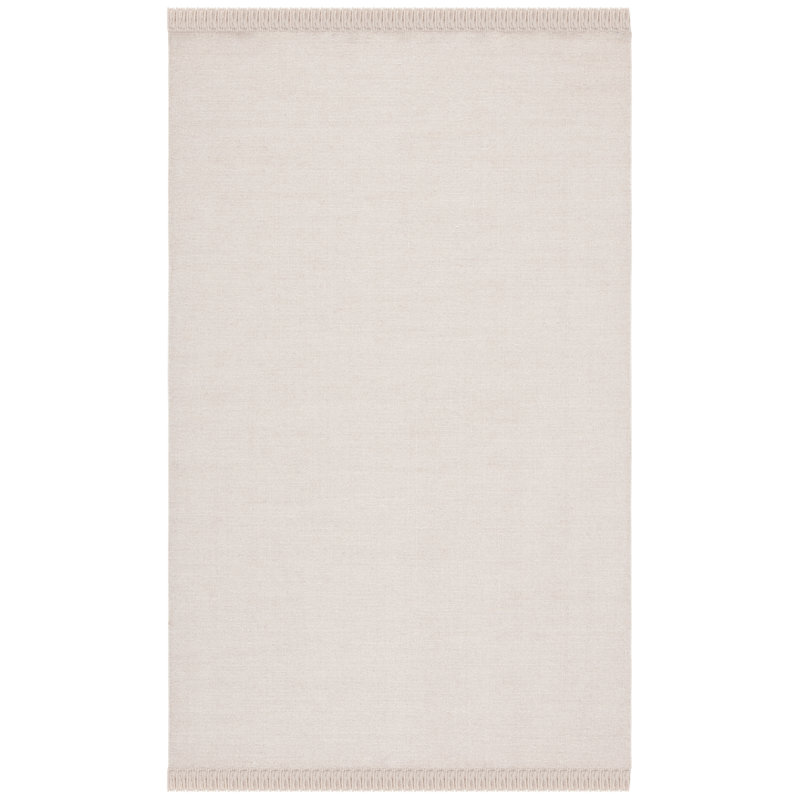 Beige Hand-Knotted Wool Runner Rug with Tassels, 2'3" x 8'