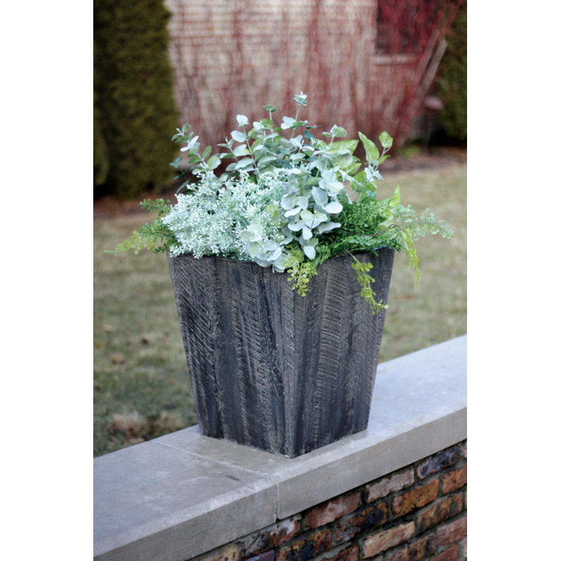 Farmington 16" Gray Resin Square Indoor/Outdoor Planter