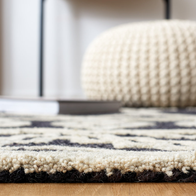 Handmade Ivory Abstract Wool Rug 3' x 5'