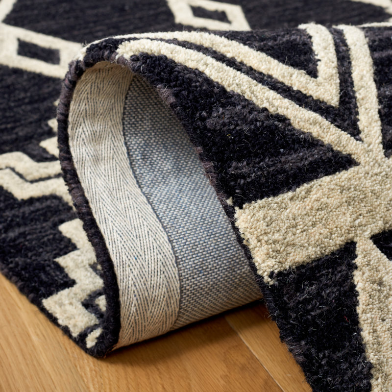 Handmade Ivory Abstract Wool Rug 3' x 5'