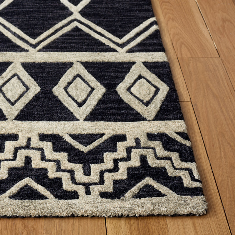 Handmade Ivory Abstract Wool Rug 3' x 5'