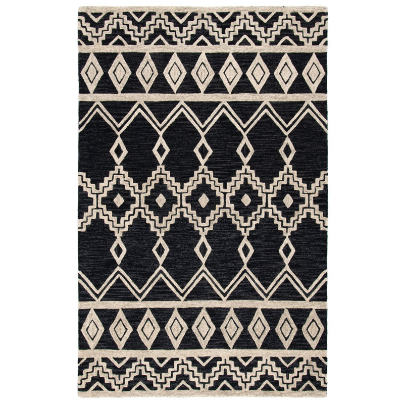 Handmade Ivory Abstract Wool Rug 3' x 5'