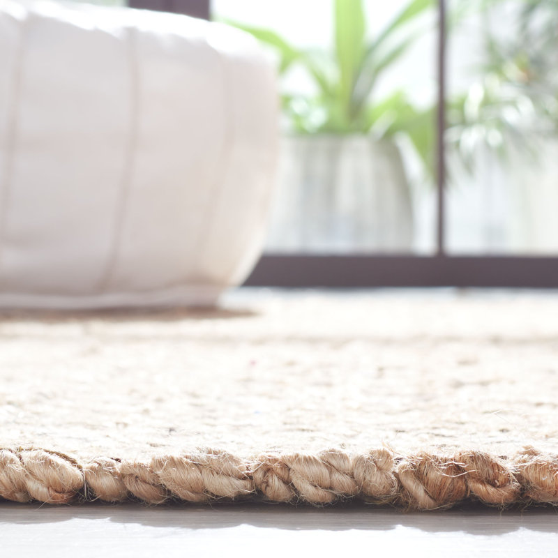 Boho-Chic Natural & Purple Handwoven Cotton Rug - 4' x 6'