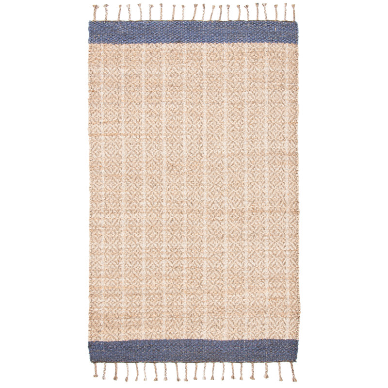 Boho-Chic Natural & Purple Handwoven Cotton Rug - 4' x 6'