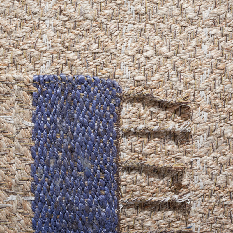Boho-Chic Natural & Purple Handwoven Cotton Rug - 4' x 6'
