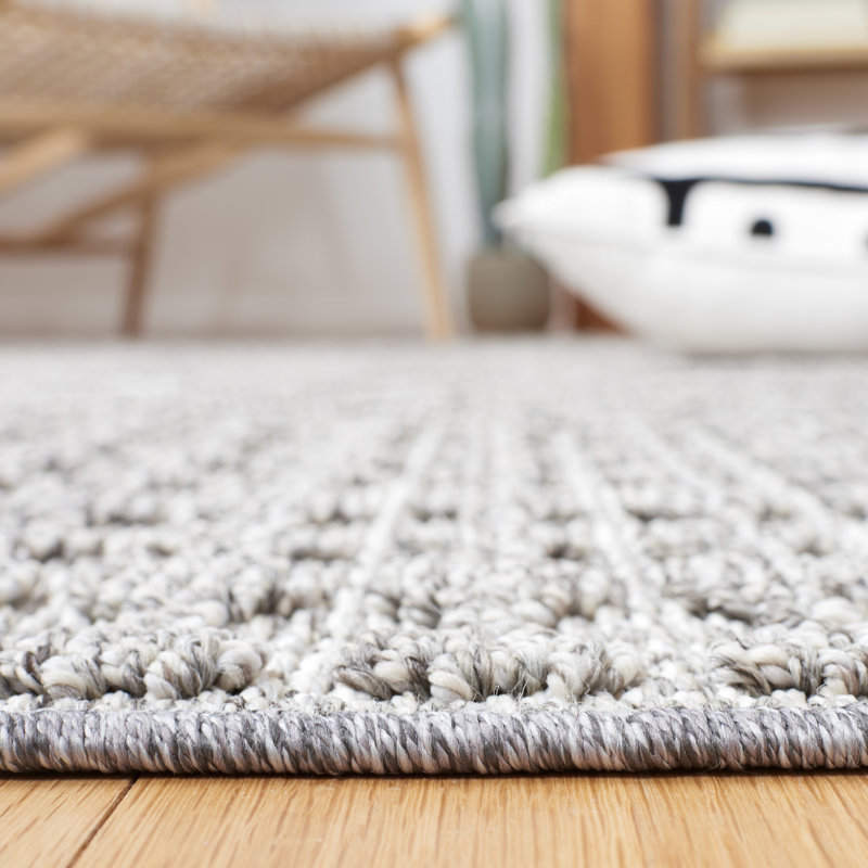 Gray and Dark Gray Synthetic 9' x 12' Area Rug