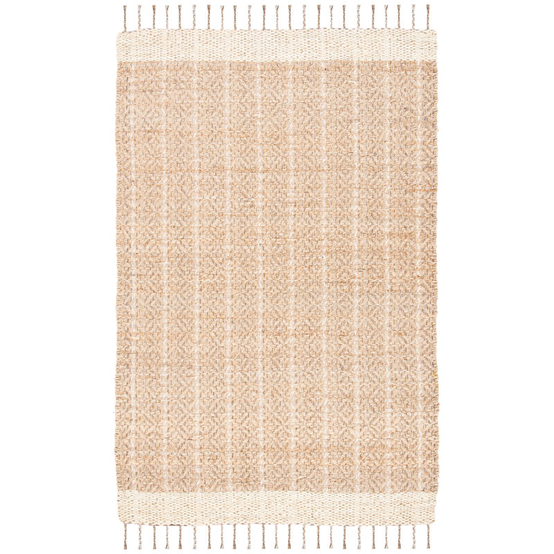 Ivory Cotton Flatweave Handmade Reversible Rug 5' x 8'