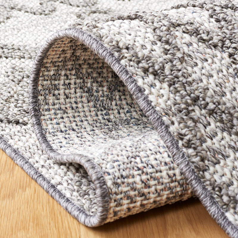 Gray and Dark Gray Synthetic 9' x 12' Area Rug