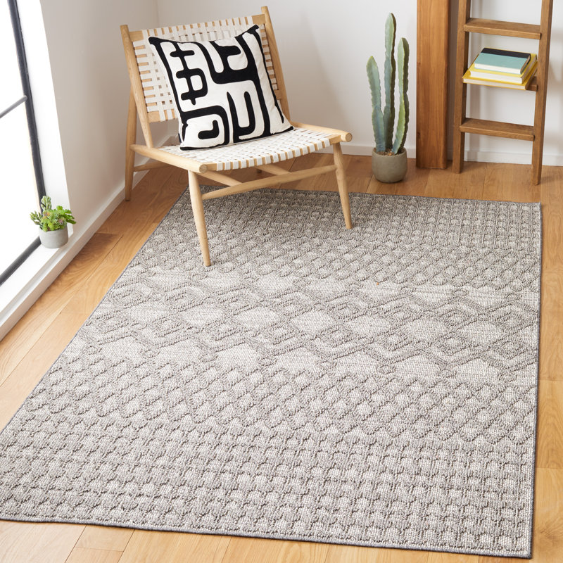 Gray and Dark Gray Synthetic 9' x 12' Area Rug