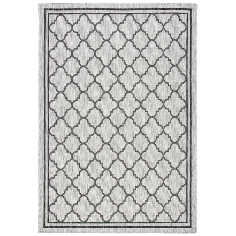Gray Round Washable Stain-Resistant Synthetic Rug