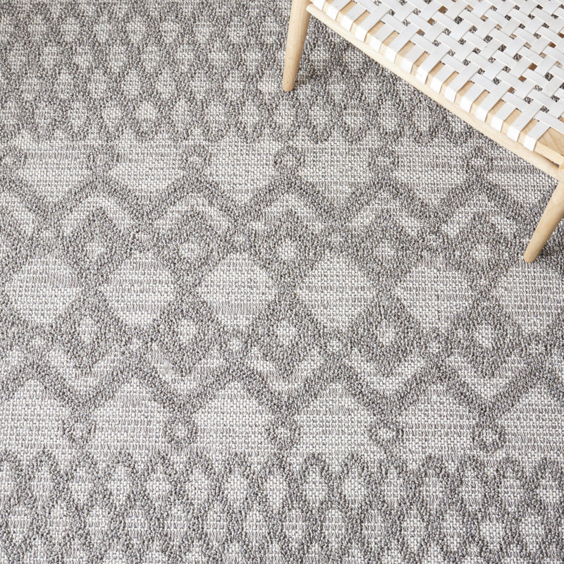 Gray and Dark Gray Synthetic 9' x 12' Area Rug