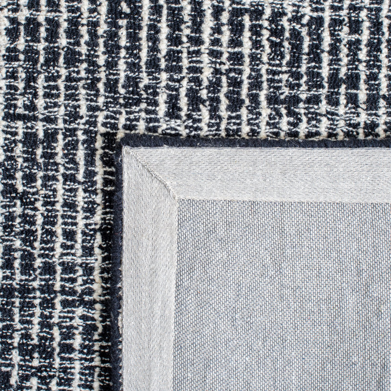 Handmade Black Wool 6' Square Tufted Reversible Rug