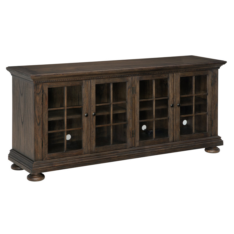 Wellington Java 72'' Traditional Brown TV Stand with Glass Doors