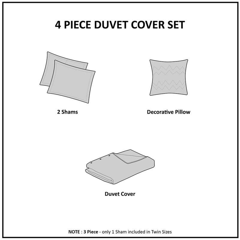 Nicolette White Cotton Seersucker Queen Duvet Cover Set