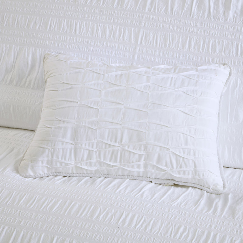 Nicolette White Cotton Seersucker Queen Duvet Cover Set