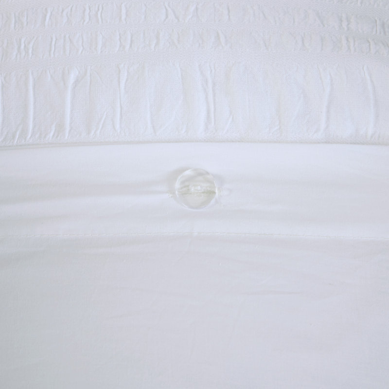 Nicolette White Cotton Seersucker Queen Duvet Cover Set