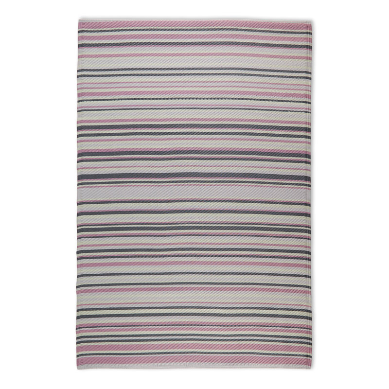 Blue and Multicolor Striped 4' x 6' Outdoor Rug