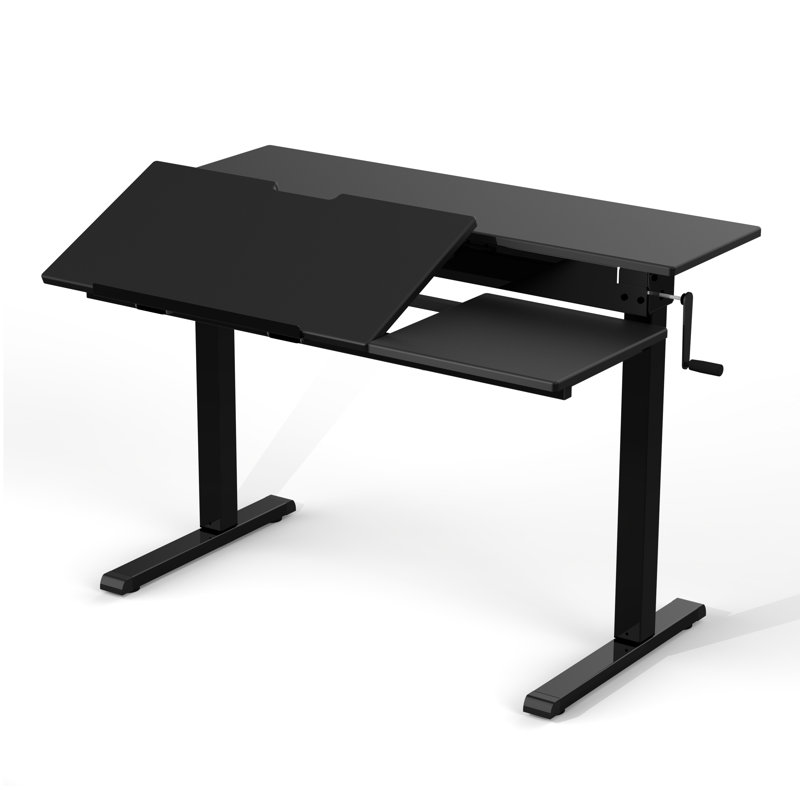 Black Adjustable Height Standing Desk with Tilting Drafting Table