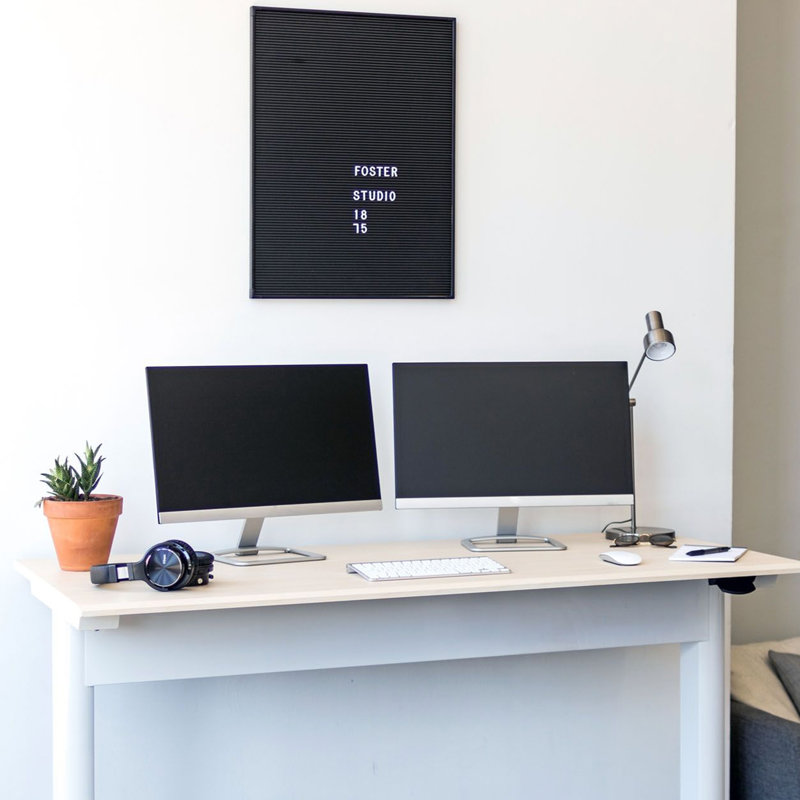Adjustable 60'' Black Metal Standing Desk with Pneumatic Lift