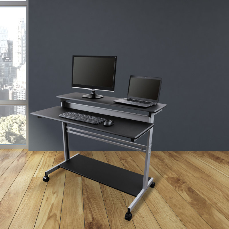 Adjustable Height Black Frame/Black Top Standing Desk
