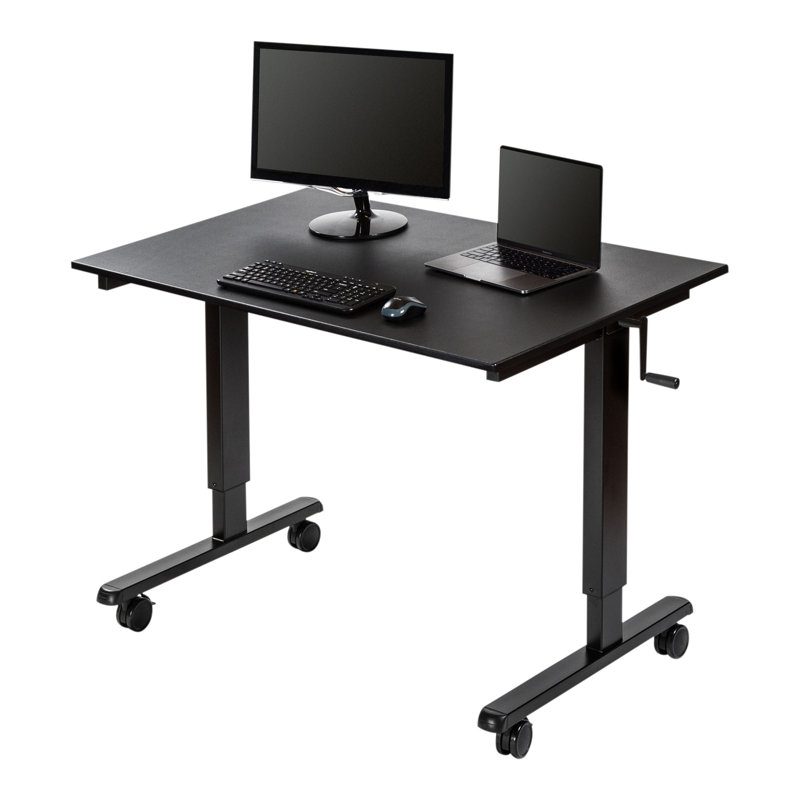 VersaFlex Matte Black 53" Adjustable Standing Desk with Drawer