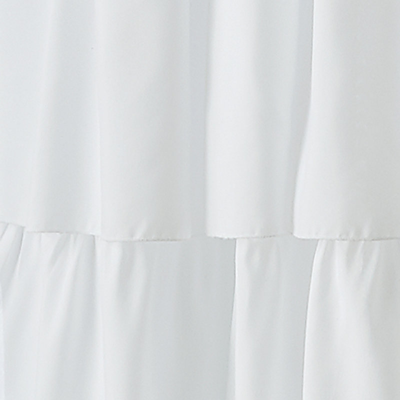 White Ruffled Light-Filtering Polyester Kids Curtain Panel, 42" x 95"
