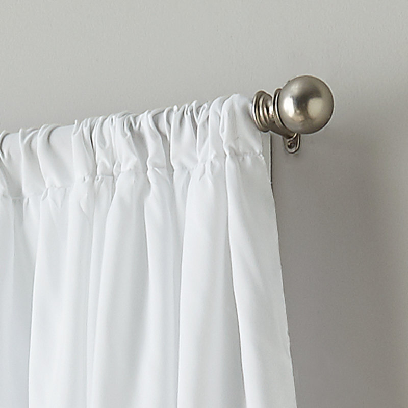 White Ruffled Light-Filtering Polyester Kids Curtain Panel, 42" x 95"