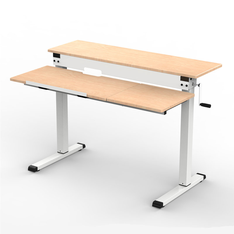 ErgoFlex 62" White Adjustable Standing Desk with Drawer & Keyboard Tray