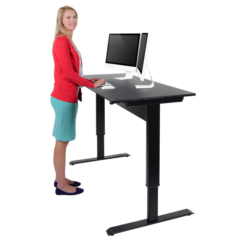 Adjustable 60'' Black Metal Standing Desk with Pneumatic Lift