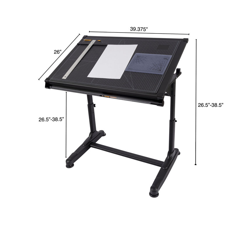 AdjustaFlex 40" Black Birch Adjustable Drafting & Drawing Desk
