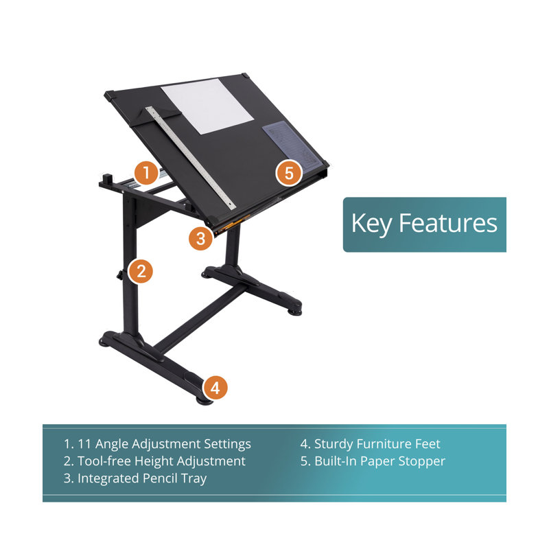 AdjustaFlex 40" Black Birch Adjustable Drafting & Drawing Desk