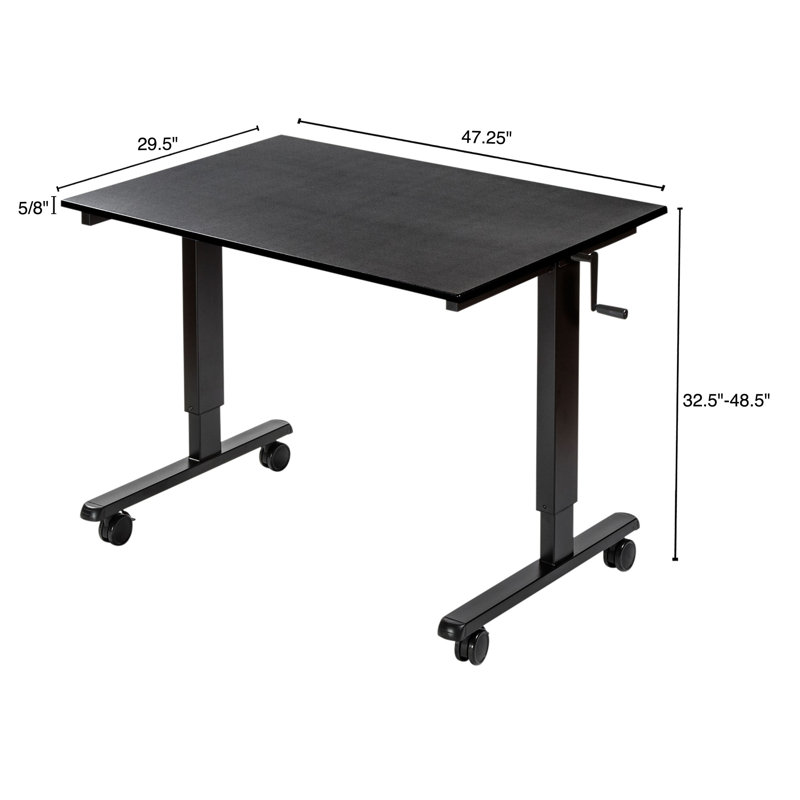 VersaFlex Matte Black 53" Adjustable Standing Desk with Drawer