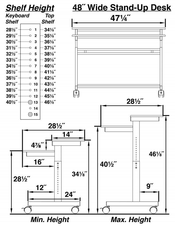Adjustable Height Black Frame/Black Top Standing Desk