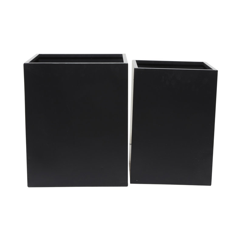 Black Metal Square Indoor/Outdoor Planter Box Set