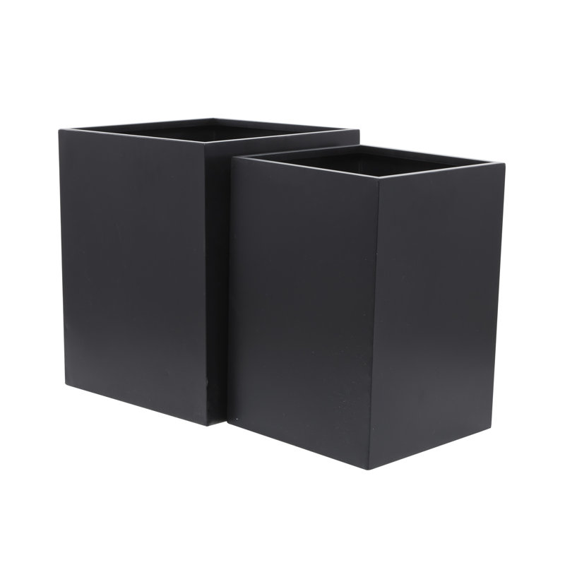 Black Metal Square Indoor/Outdoor Planter Box Set