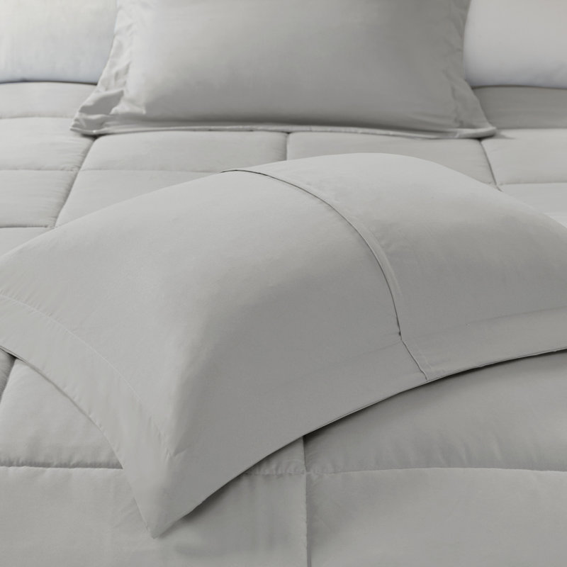 King Gray Microfiber Down Alternative Comforter Set