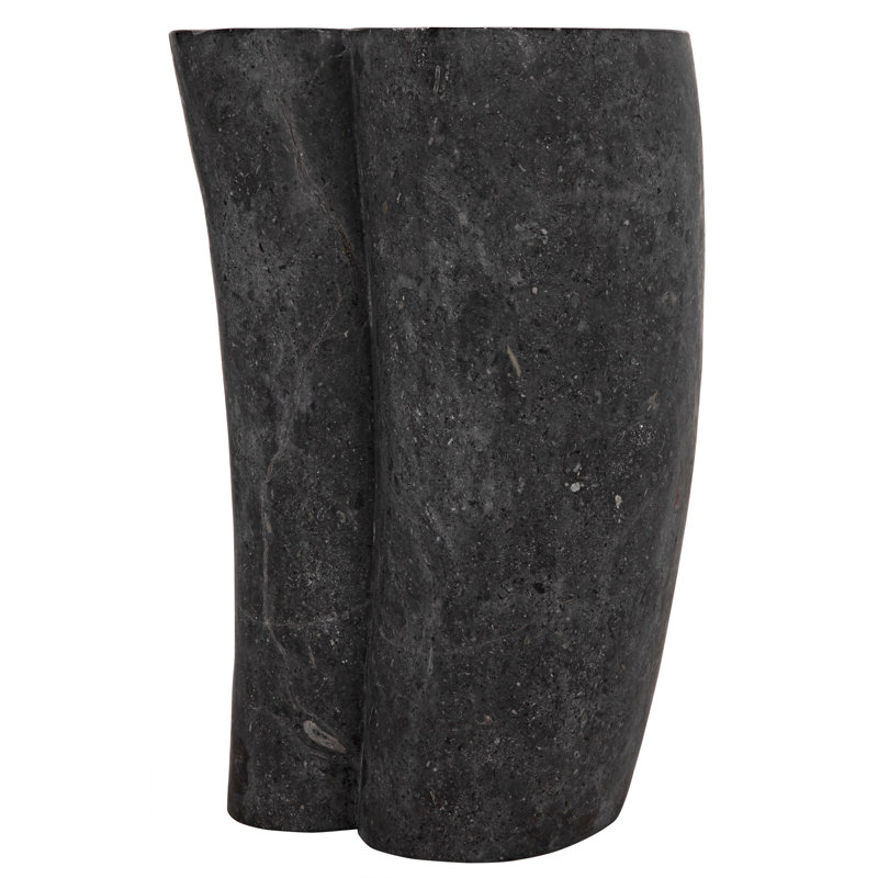 Noir Heart 18" Geometric Black Marble Block End Table