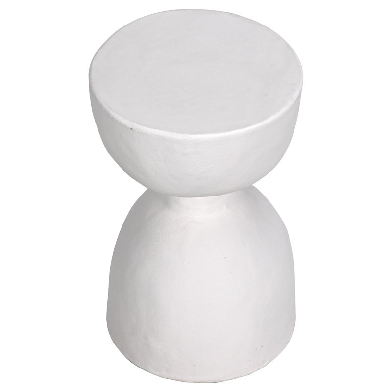 White Fiber Cement Hourglass Accent Stool