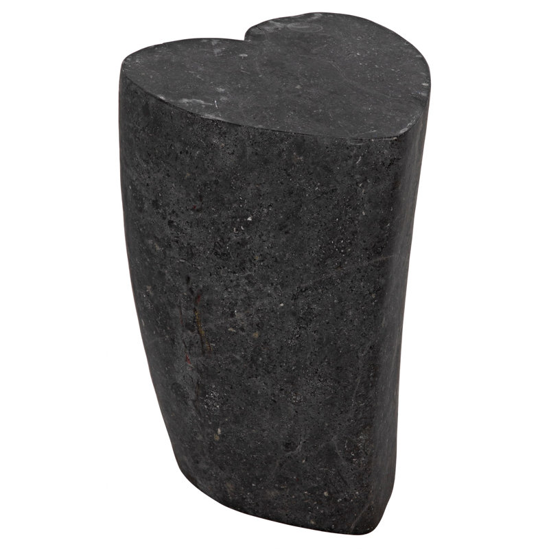 Noir Heart 18" Geometric Black Marble Block End Table