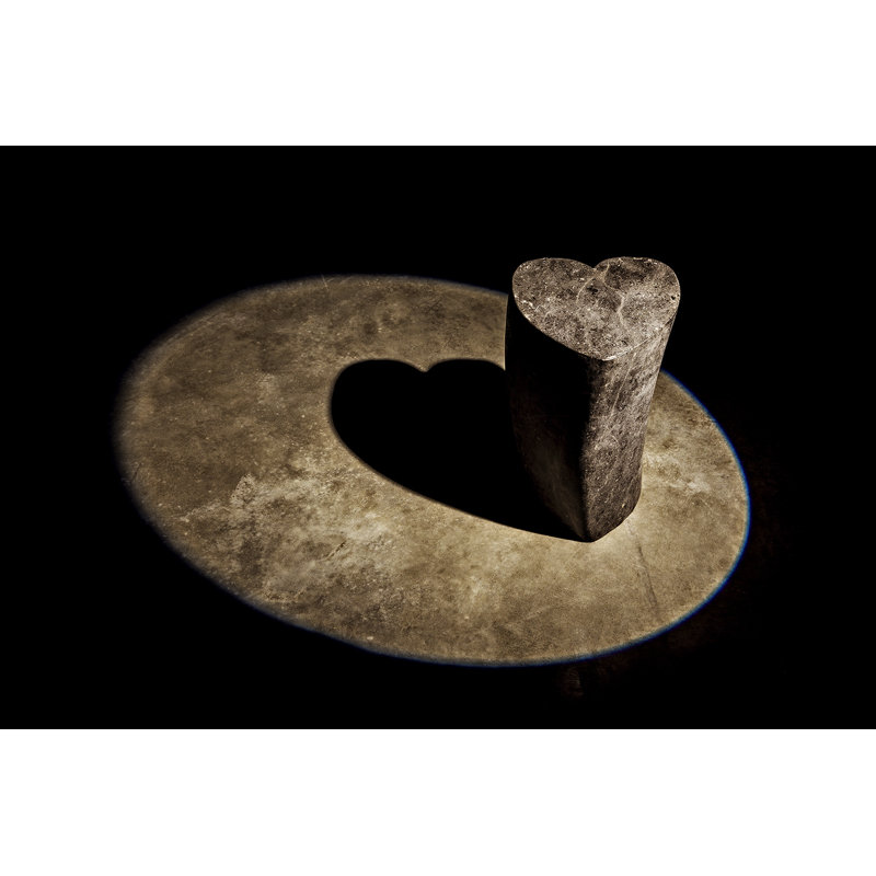 Noir Heart 18" Geometric Black Marble Block End Table