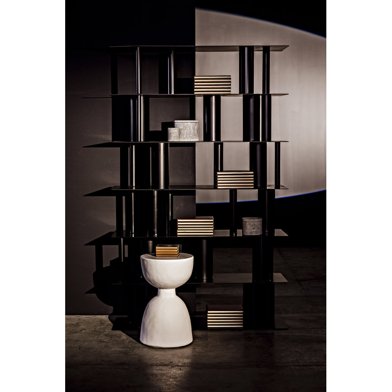 White Fiber Cement Hourglass Accent Stool