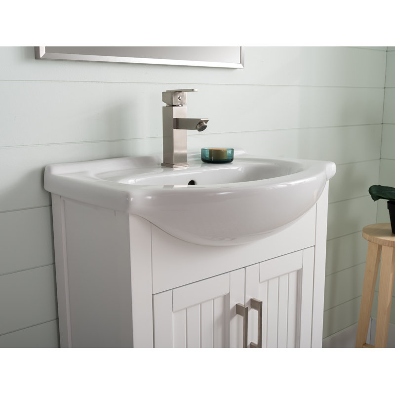 White 24" Single Sink Bathroom Vanity with Porcelain Top