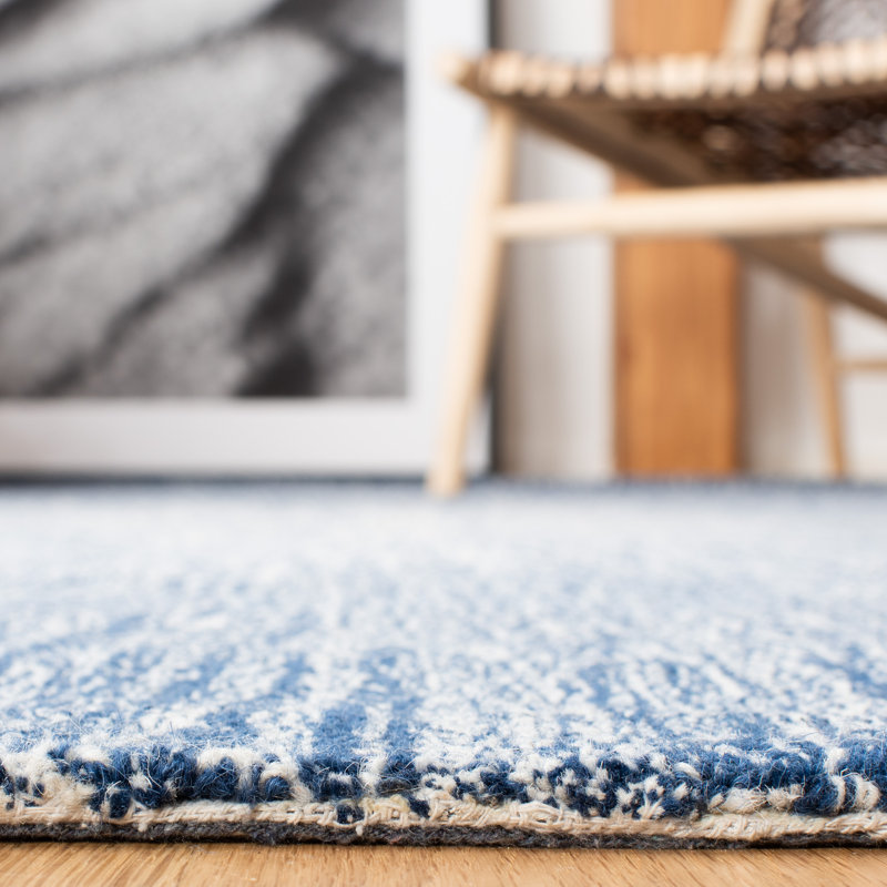 Handmade Elegance 59" Square Tufted Blue Wool Rug