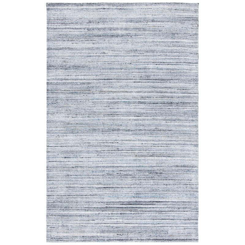 Elegant Gray Abstract Hand-Loomed 8' x 10' Wool-Viscose Blend Rug
