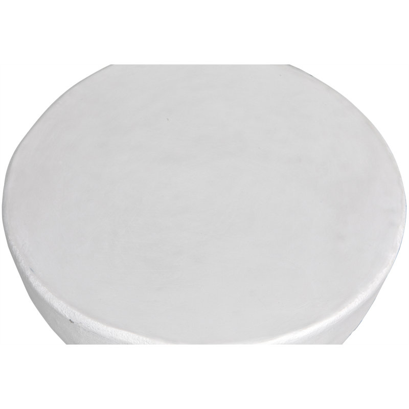 White Fiber Cement Hourglass Accent Stool